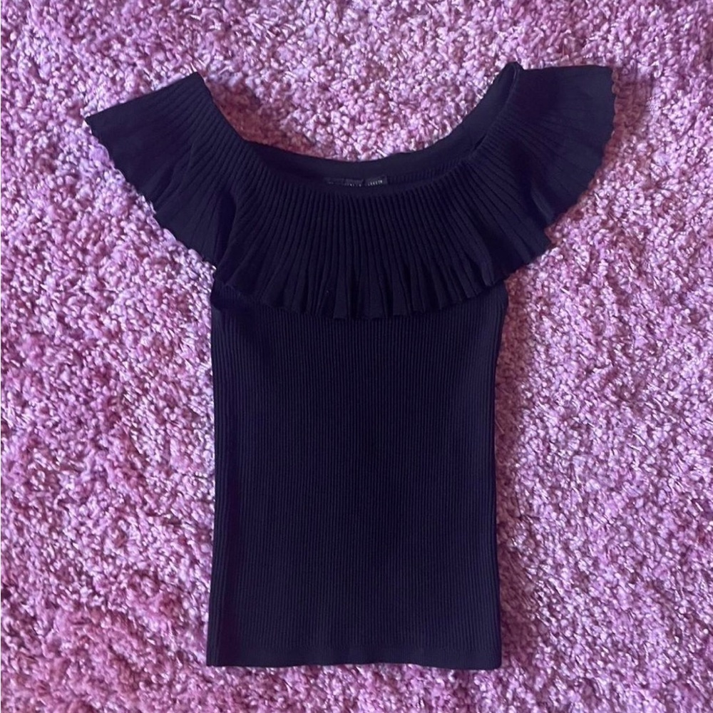 White House Black Market Black Ribbed Top